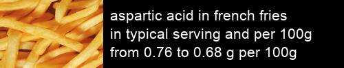 aspartic acid in french fries information and values per serving and 100g